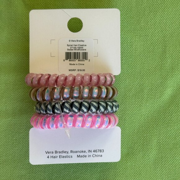 VERA BRADLEY SPIRAL HAIR ELASTICS:NWT SWEET WILDFLOWERS or HAPPY HYDRANGEAS - Picture 14 of 14
